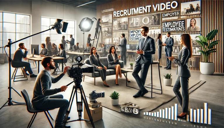 採用動画を撮影する動画制作会社のスタッフ