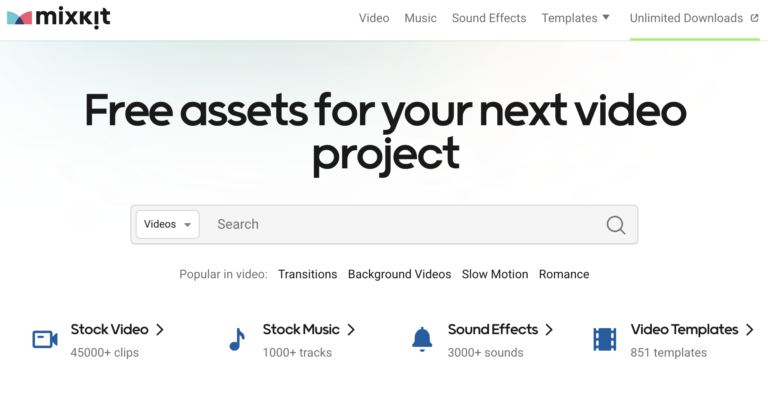 mixkitサイト画像
