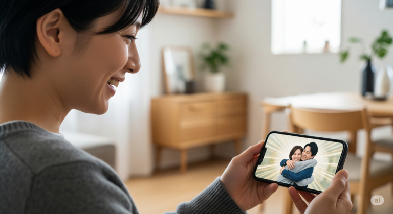 ショートドラマを視聴する女性